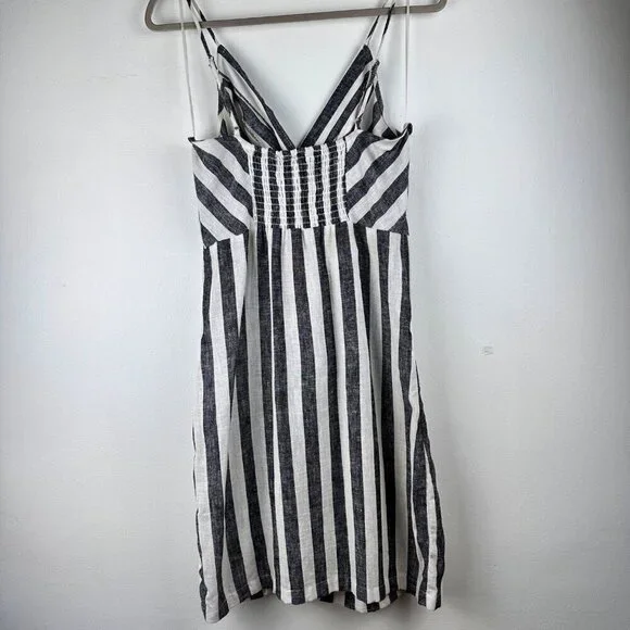 NWT Infinity Raine Love Tree Linen Button Up Stripe V Neck Dress, Size M - Picture 2 of 14